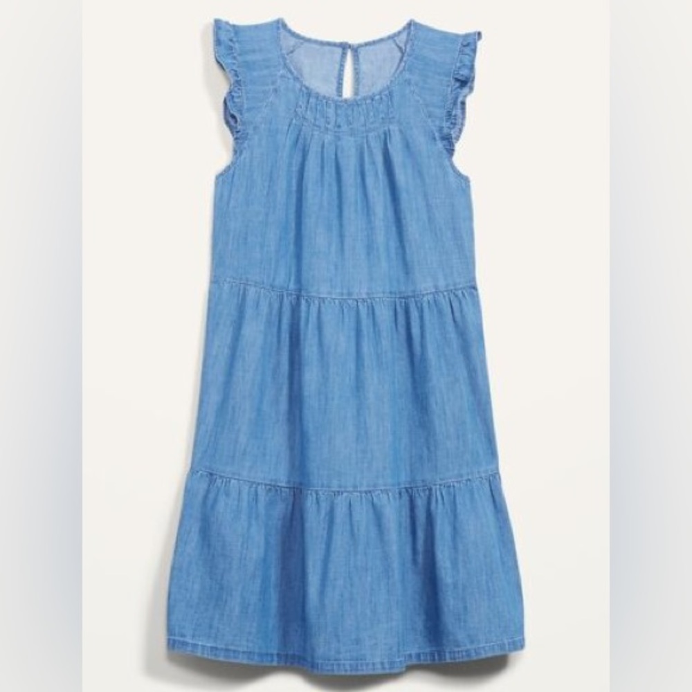 NWOT Old Navy Sleeveless Denim Ruffle Dress Medium